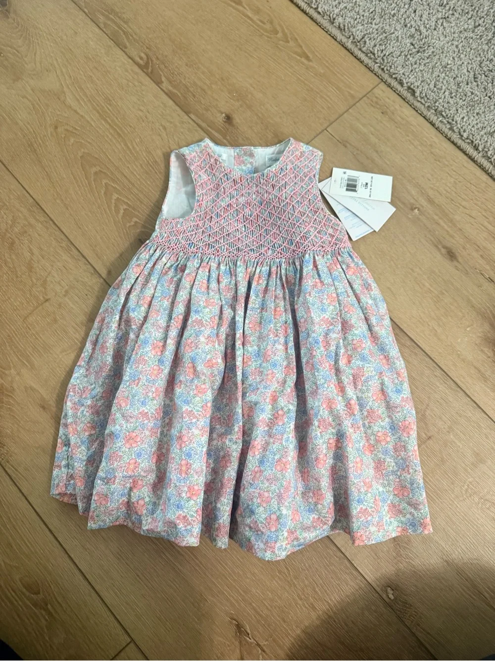 Ralph Lauren Pink & Blue Floral Smocked Dress